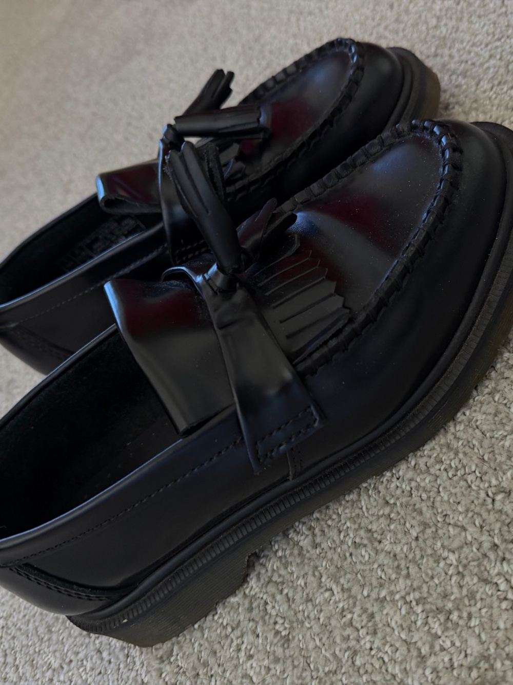 Dr. Martens Adrian Smooth Leather Tassel Loafers in Black, size US Women’s 7 / E